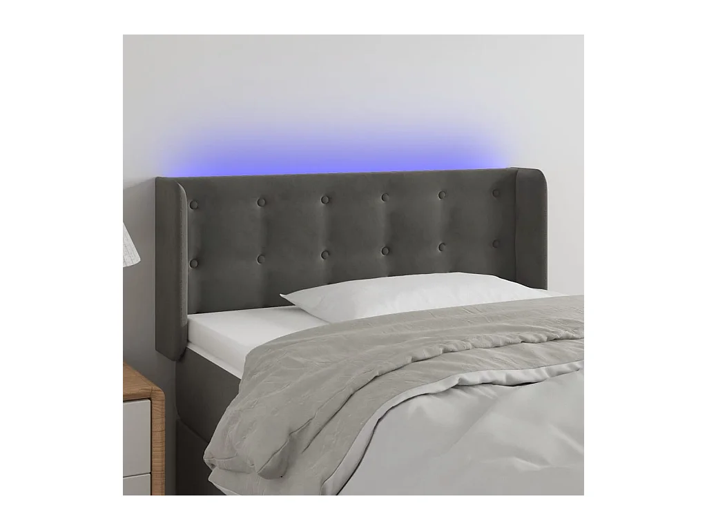 Hoofdbord LED 103x16x78/88 cm fluweel donkergrijs