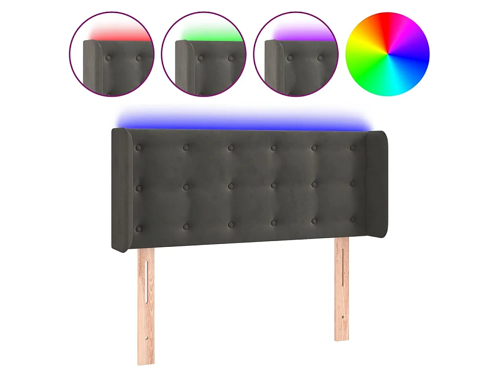 Hoofdbord LED 103x16x78/88 cm fluweel donkergrijs
