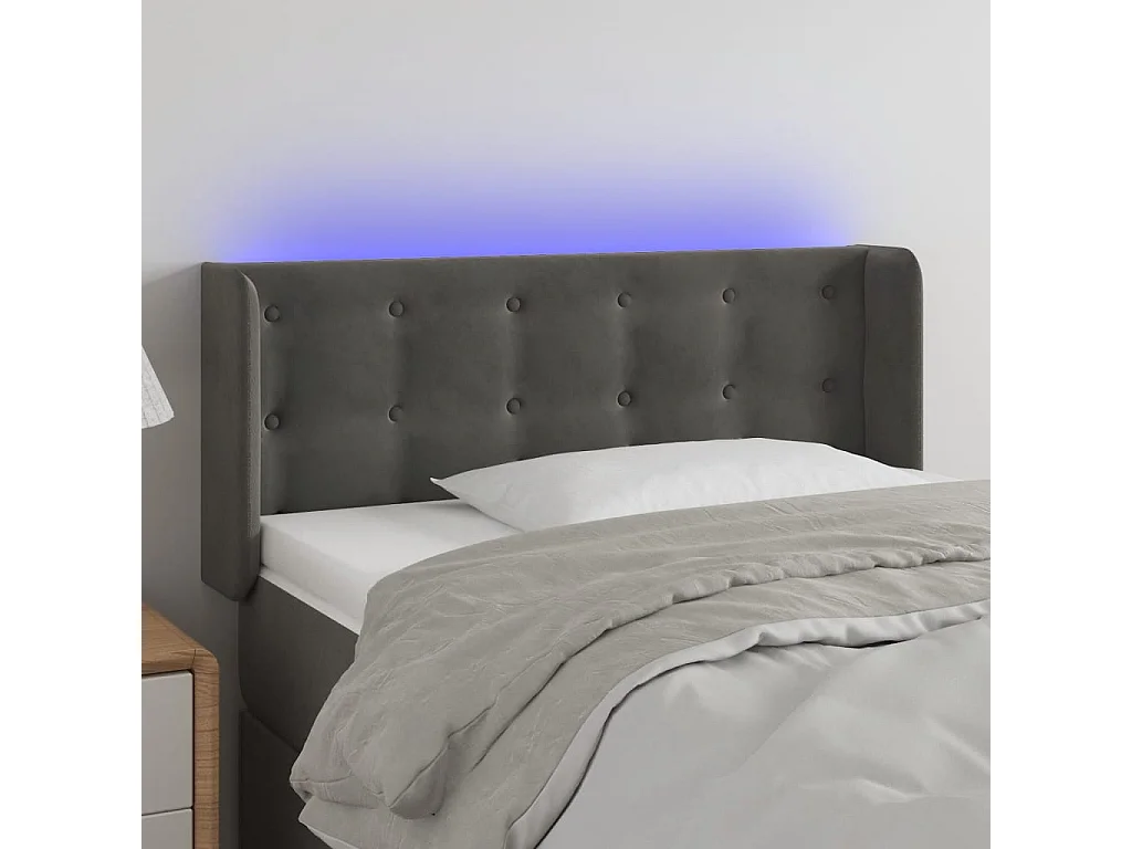 Hoofdbord LED 103x16x78/88 cm fluweel donkergrijs