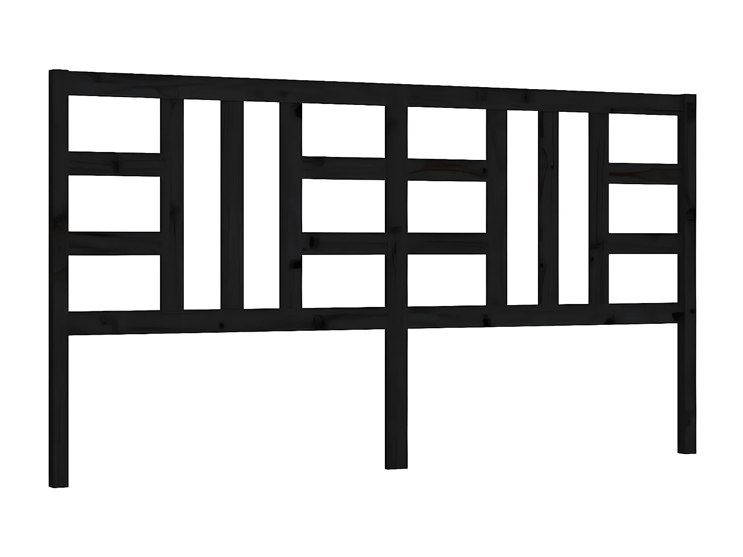 Testiera per Letto Nera 186x4x100 cm in Legno Massello di Pino