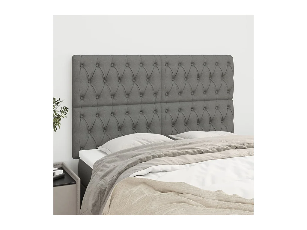 Têtes de lit 4 pcs Gris foncé 80x7x78/88 cm Tissu