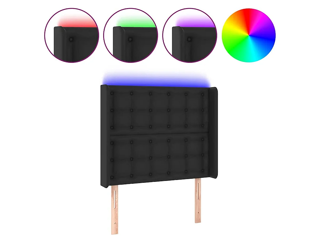 LED Kopfteil Schwarz 93x16x118/128 cm Kunstleder