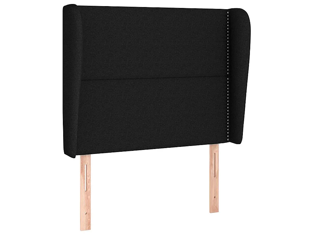 Tête de lit avec oreilles Noir 93x23x118/128 cm Tissu