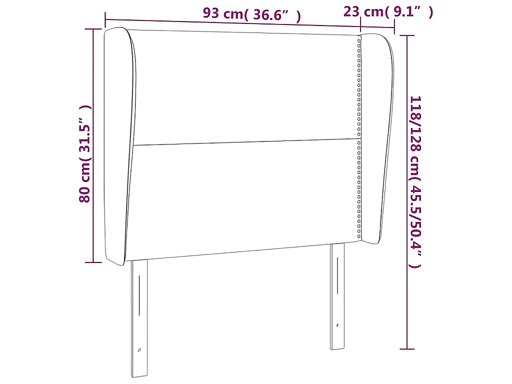 Tête de lit avec oreilles Noir 93x23x118/128 cm Tissu