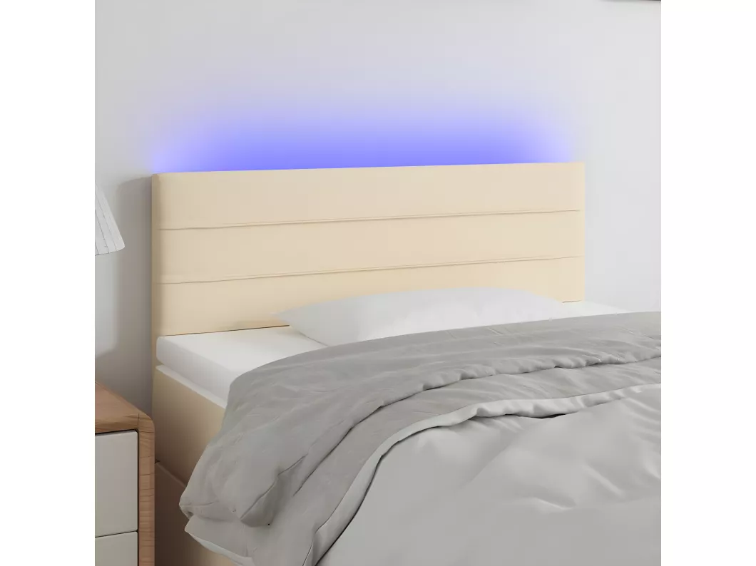 Kauf Unique LED Kopfteil Creme 100x5x78/88 cm Stoff