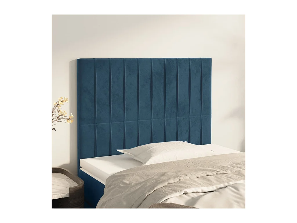 Têtes de lit 2 pcs Bleu foncé 100x5x78/88 cm Velours