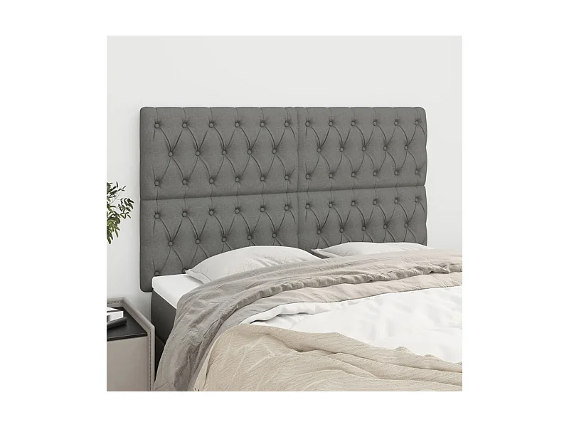 Tête de lit Gris foncé 144 x 7 x 118/128 cm Tissu