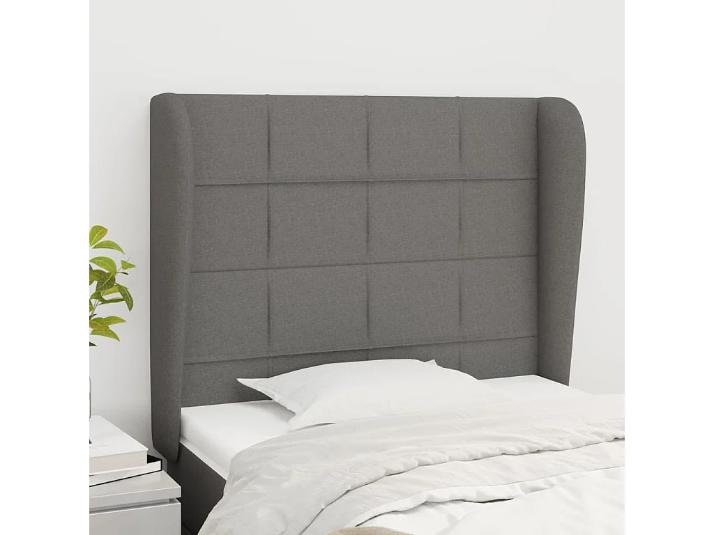 Kopfteil mit Ohren Dunkelgrau 93x23x118/128 cm Stoff