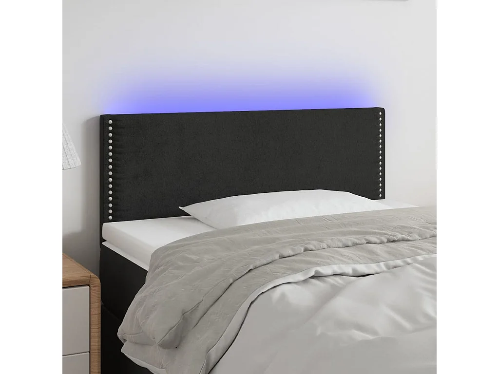 Tête de lit à LED Noir 100x5x78/88 cm Velours