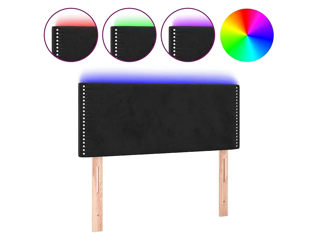 LED Kopfteil Schwarz 100x5x78/88 cm Samt
