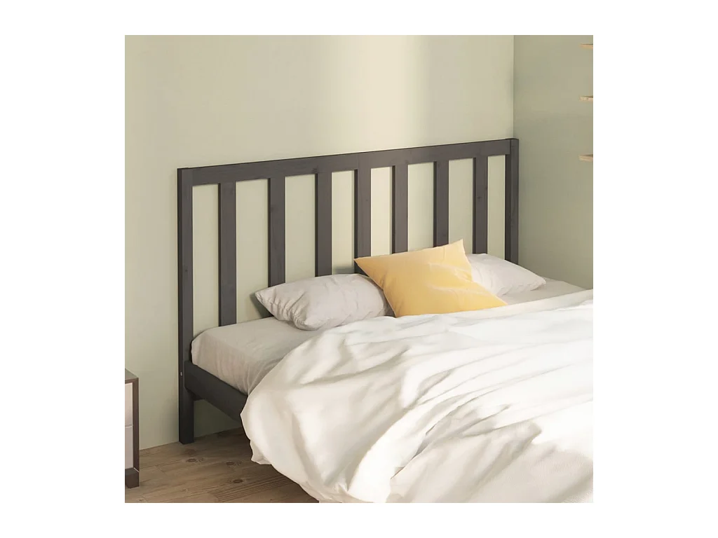Tête de lit Gris 126x4x100 cm Bois massif de pin