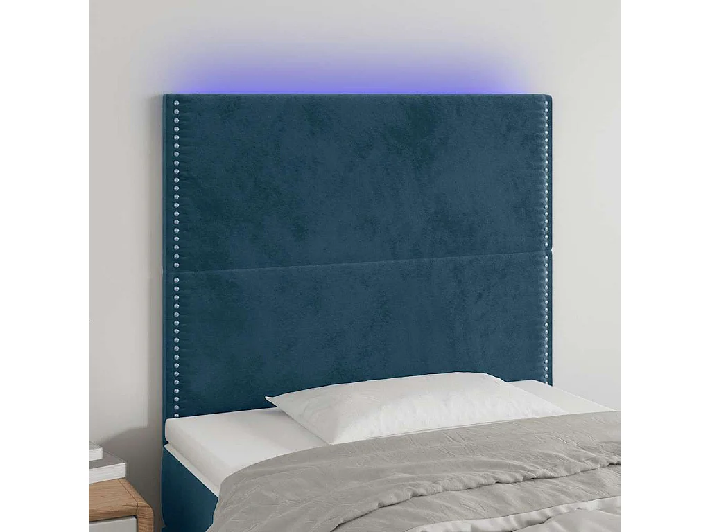 Testiera a LED Blu Scuro 100x5x118/128 cm in Velluto