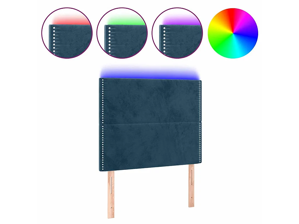 Tête de lit à LED Bleu foncé 100x5x118/128 cm Velours