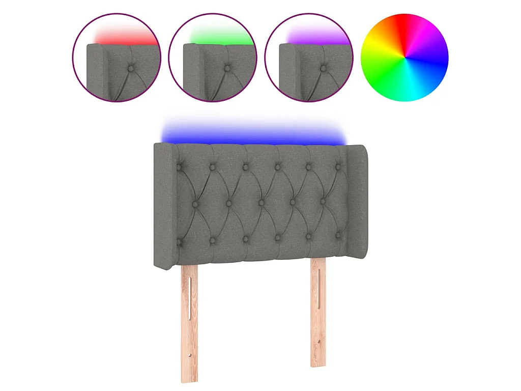 Hoofdbord LED 83x16x78/88 cm stof donkergrijs