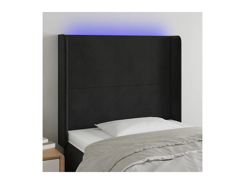 Tête de lit à LED Noir 103x16x118/128 cm Velours