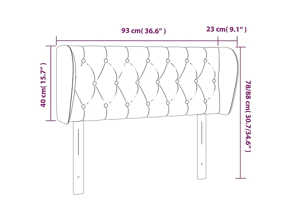 Tête de lit avec oreilles Gris clair 93x23x78/88 cm Velours