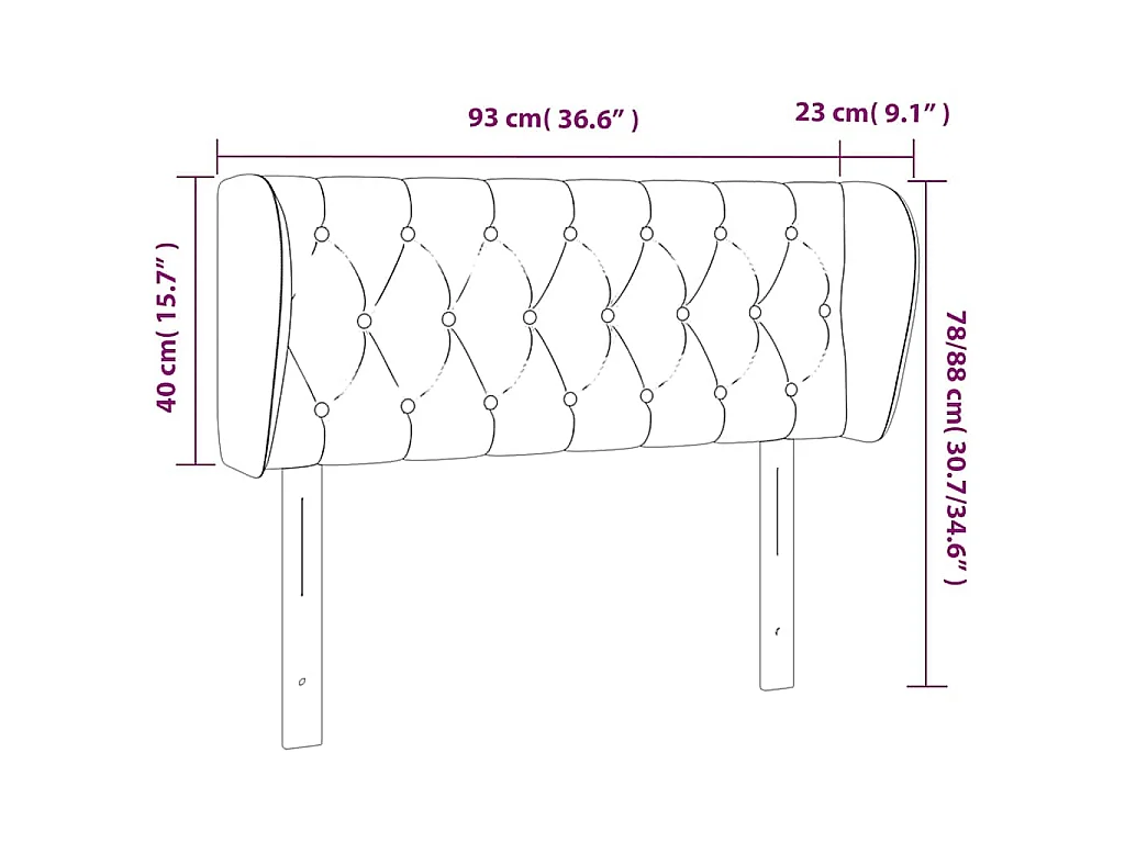 Tête de lit avec oreilles Gris clair 93x23x78/88 cm Velours