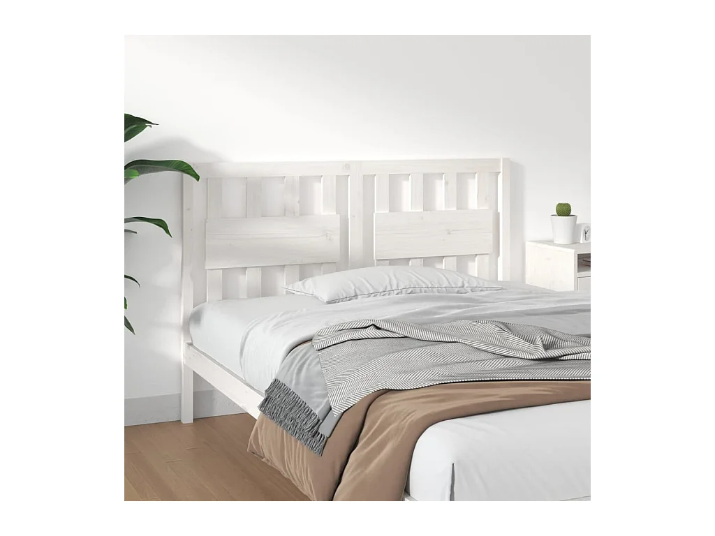 Testiera per Letto Bianca 125,5x4x100 cm Legno Massello di Pino