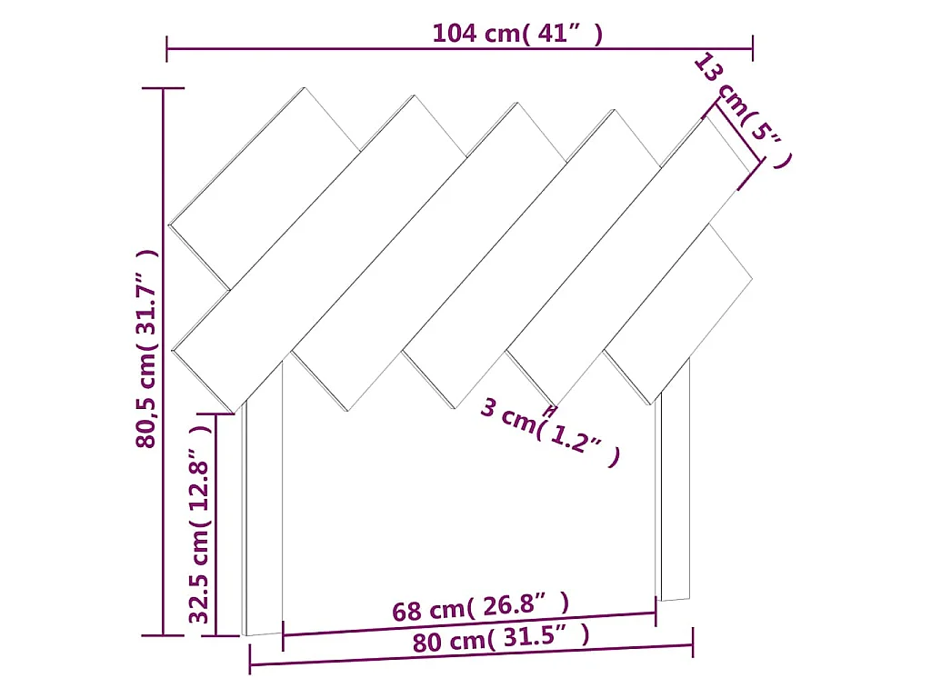Tête de lit Marron miel 104x3x80,5 cm Bois massif de pin