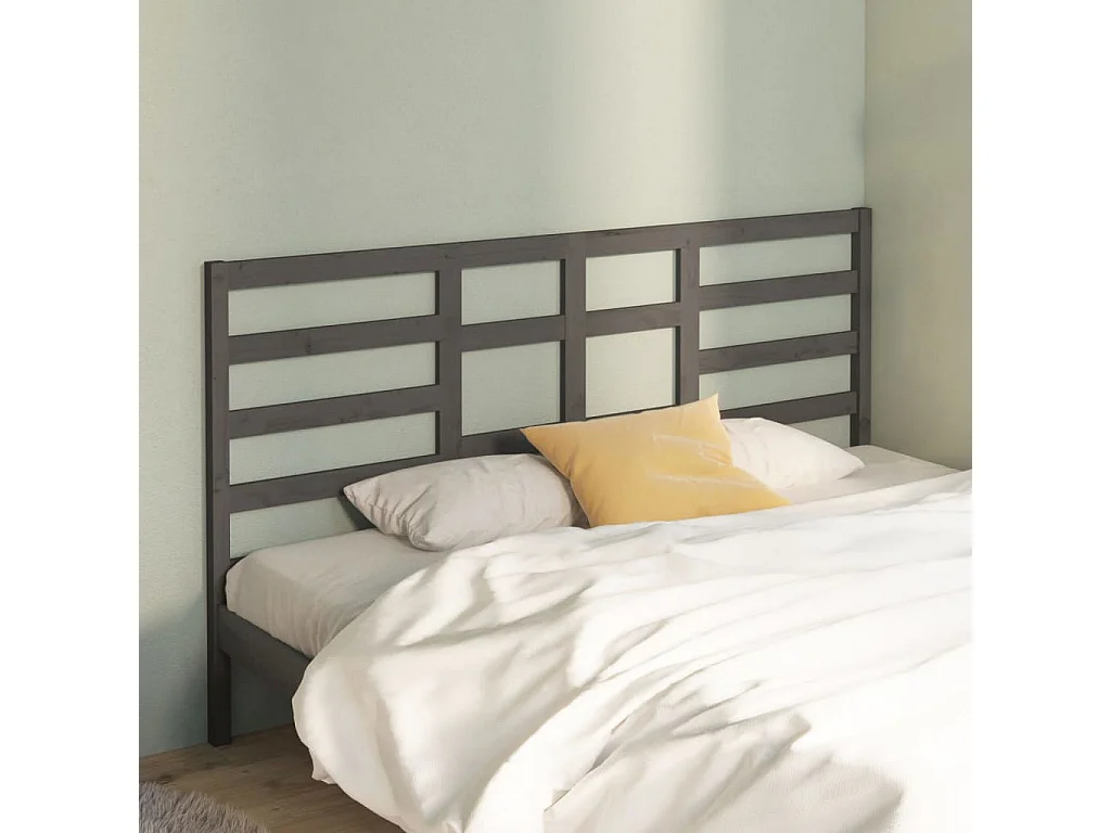 Tête de lit Gris 206x4x104 cm Bois massif de pin