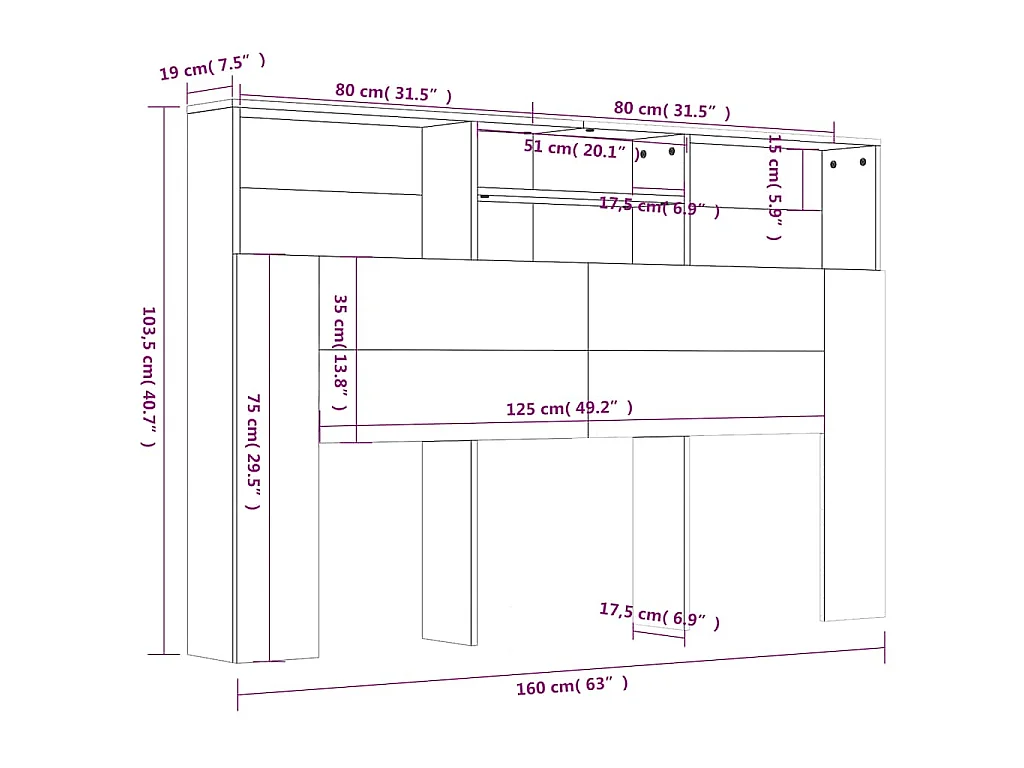 Armoire de tête de lit chêne sonoma 160x19x103,5 cm