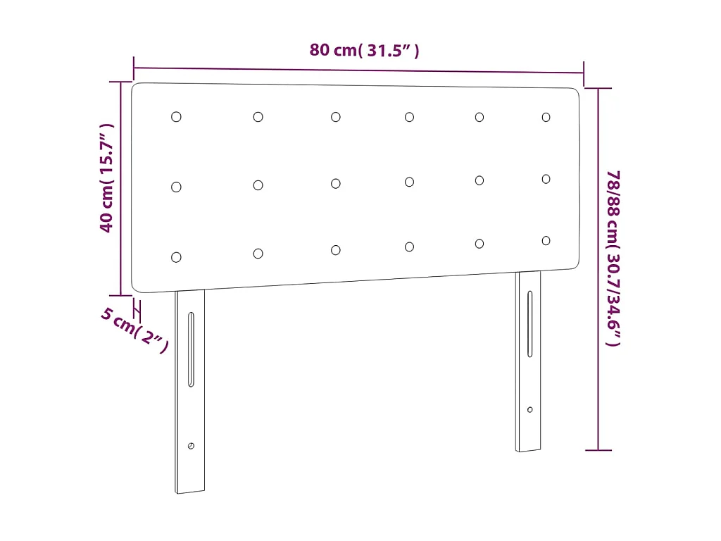 Tête de lit Noir 80x5x78/88 cm Tissu