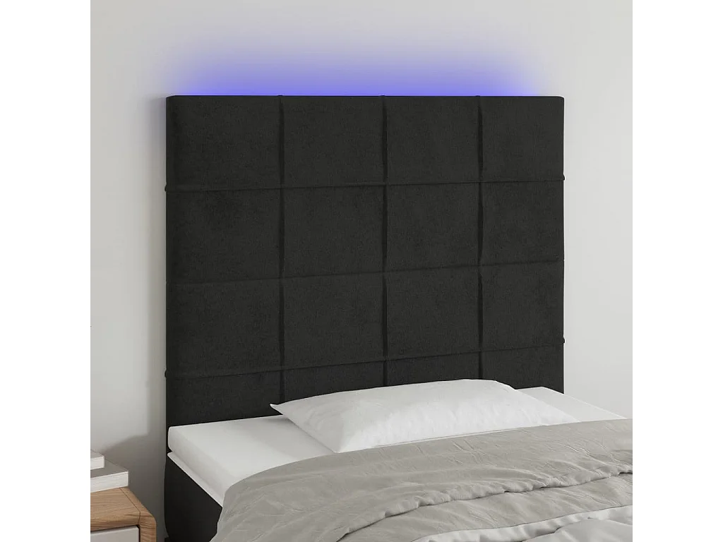 Tête de lit à LED Noir 90x5x118/128 cm Velours