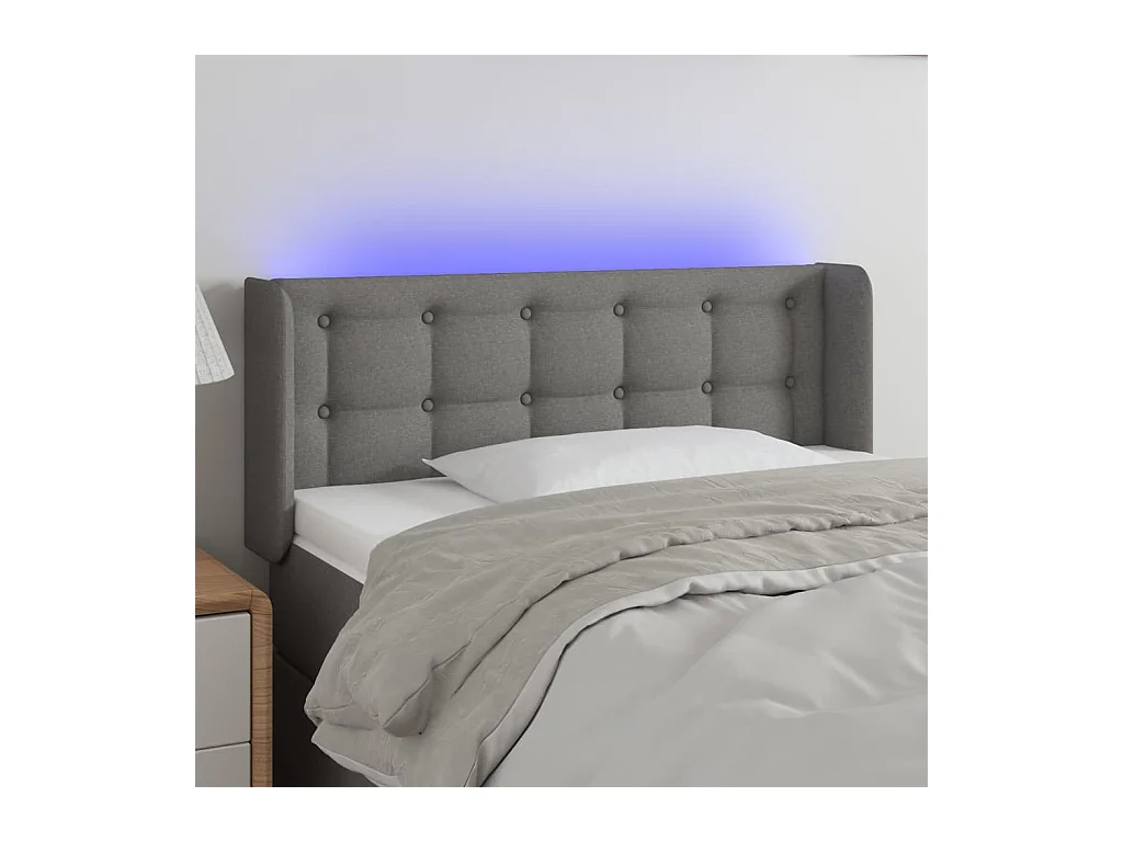 Hoofdbord LED 83x16x78/88 cm stof donkergrijs