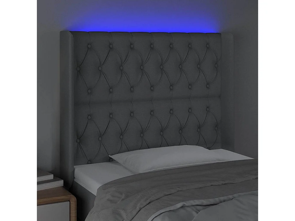 LED Kopfteil Hellgrau 93x16x118/128 cm Stoff