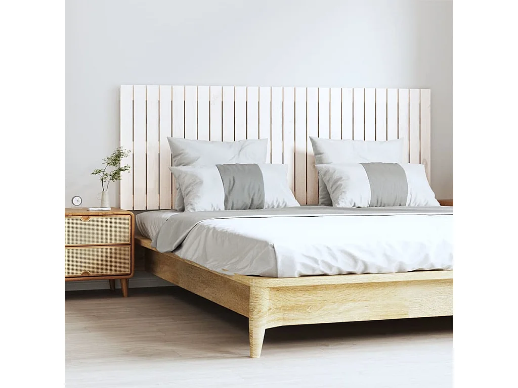 Wandhoofdbord 166x3x60 cm massief grenenhout wit