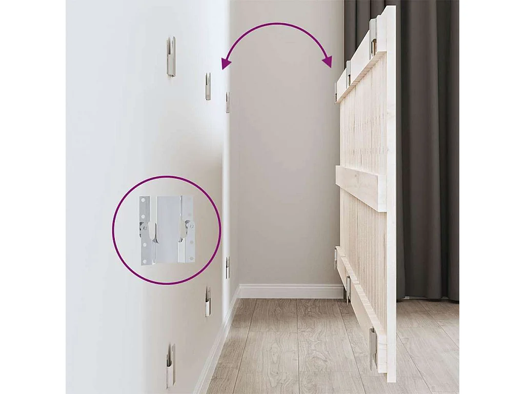 Cabecero de cama de pared madera maciza pino blanco 166x3x60 cm