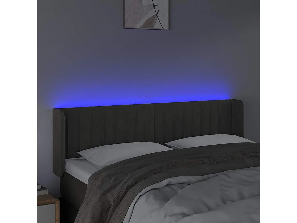 LED Kopfteil Dunkelgrau 147x16x78/88 cm Samt
