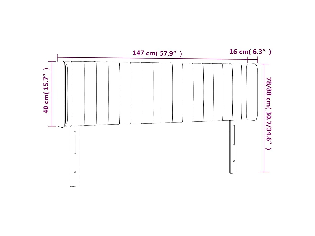 LED Kopfteil Dunkelgrau 147x16x78/88 cm Samt