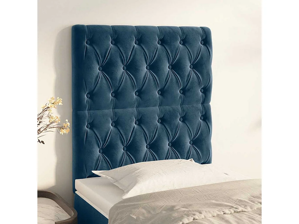 Testiera Blu Scuro 80x7x118/128 cm Velluto