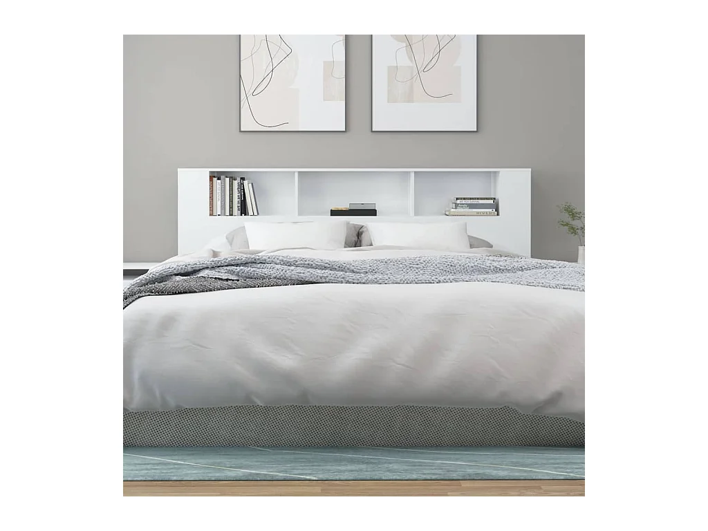 Mueble cabecero blanco brillante 200x18,5x104,5 cm