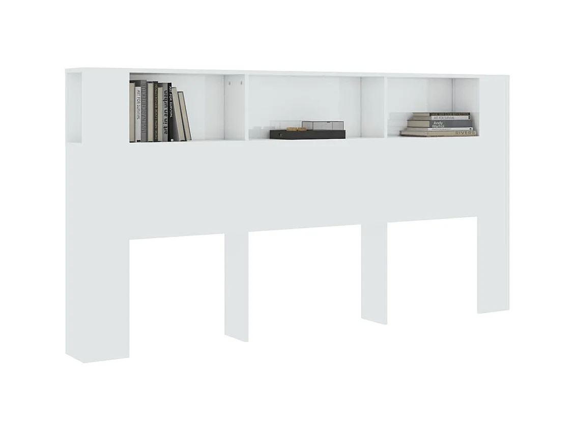 Mueble cabecero blanco brillante 200x18,5x104,5 cm