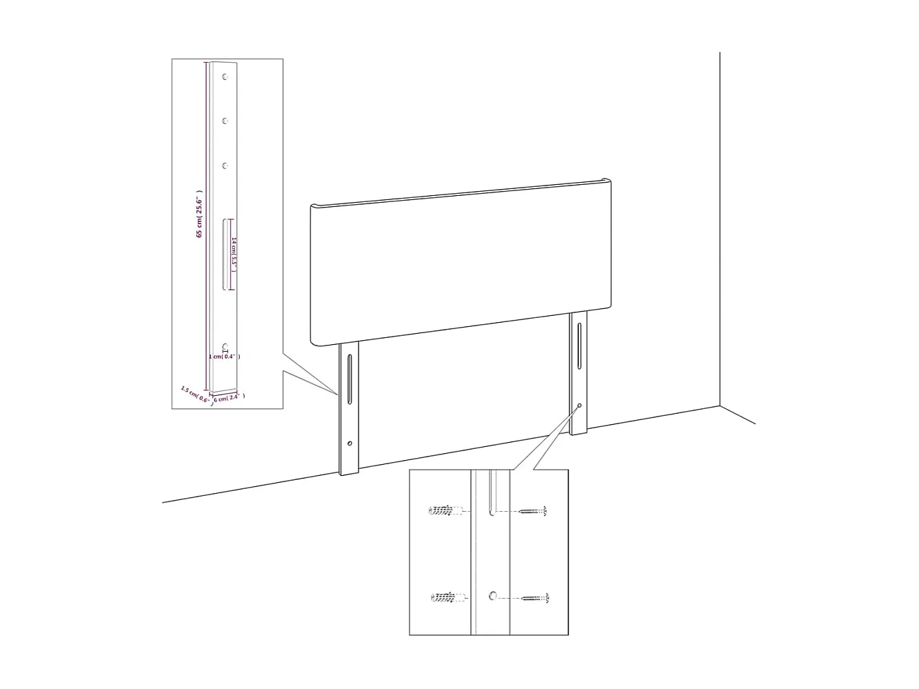 Hoofdbord 90x5x78/88 cm kunstleer zwart