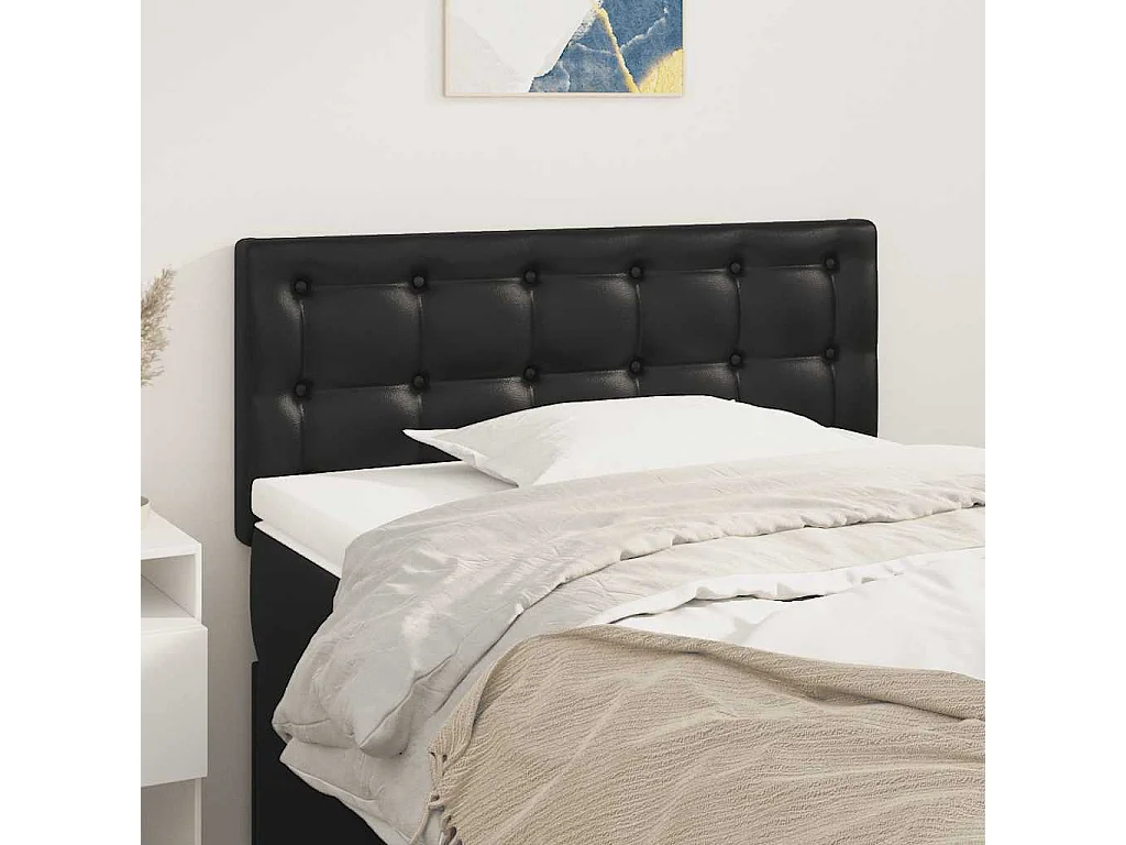 Testiera Nero 90x5x78/88 cm in Similpelle