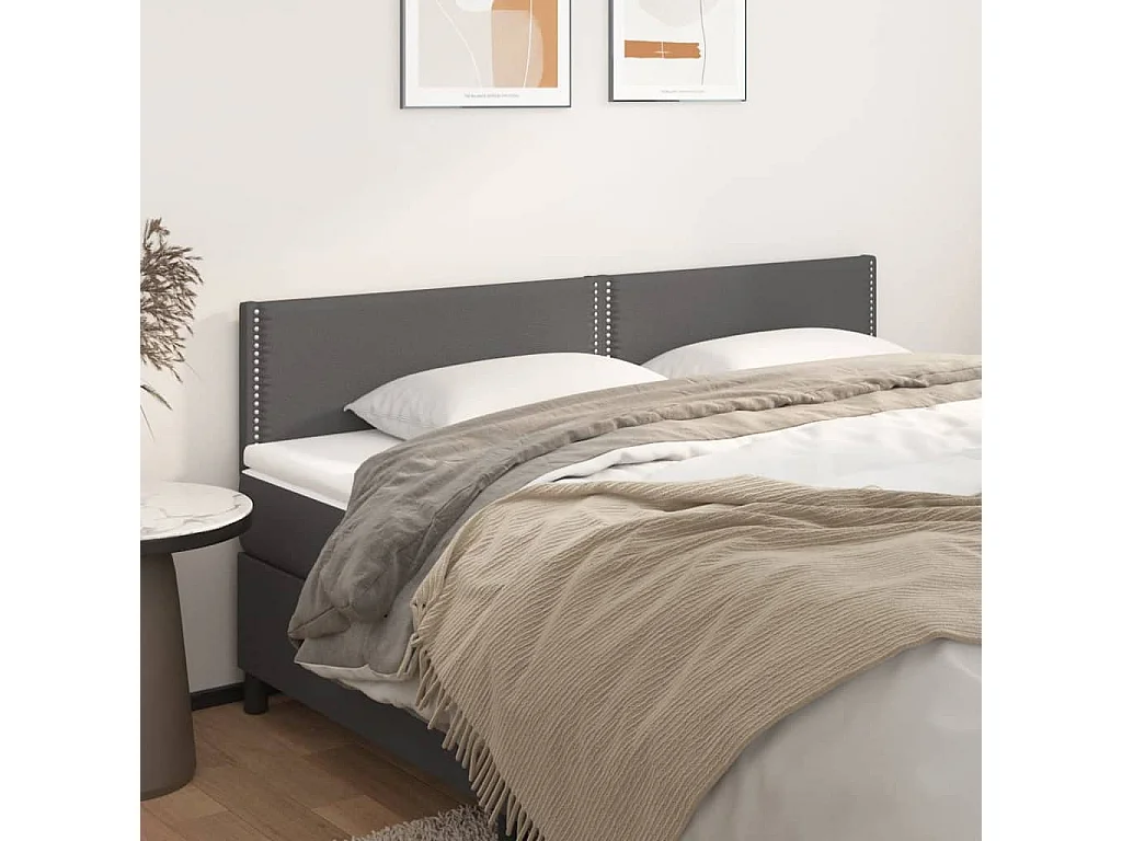Hoofdborden 200x5x78/88 cm kunstleer grijs