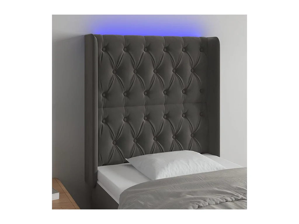 Tête de lit à LED Gris foncé 83x16x118/128 cm Velours