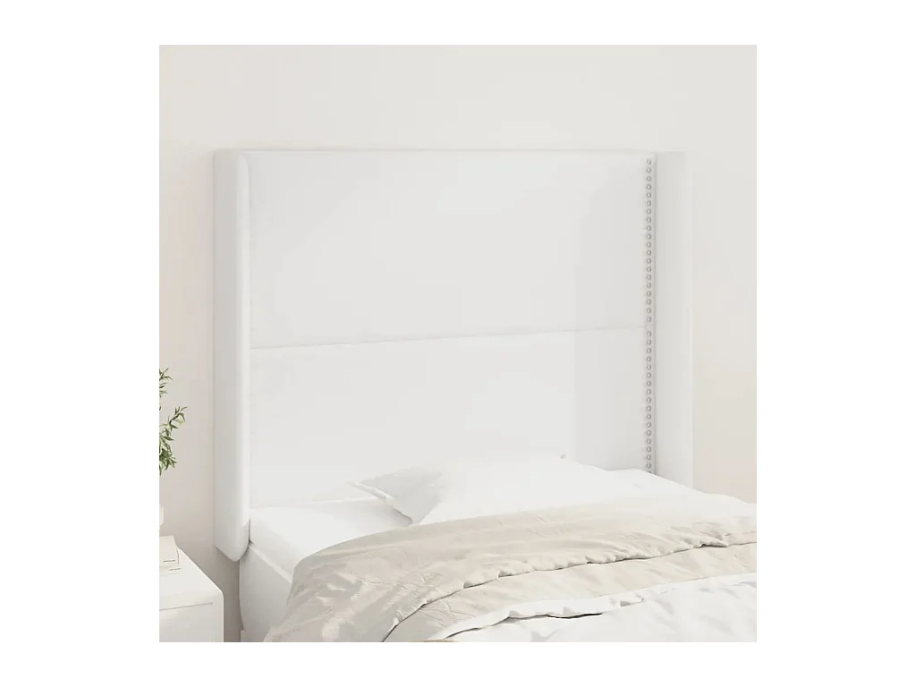 Tête de lit avec oreilles Blanc 103x16x118/128 cm Similicuir