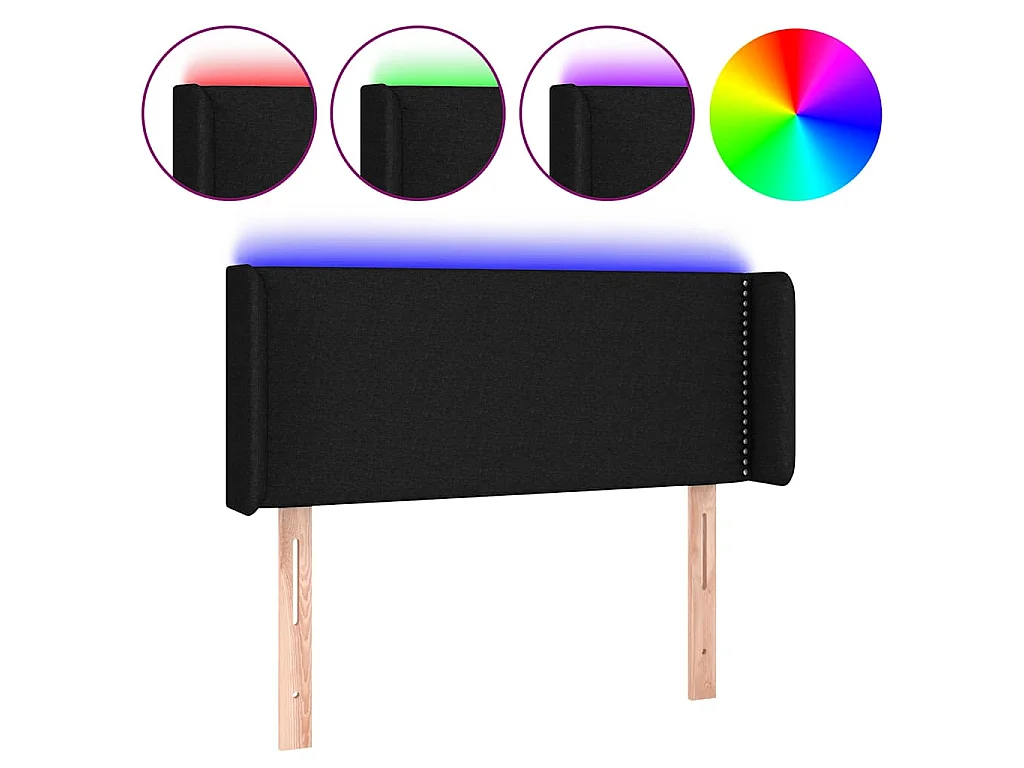 Hoofdbord LED 93x16x78/88 cm stof zwart