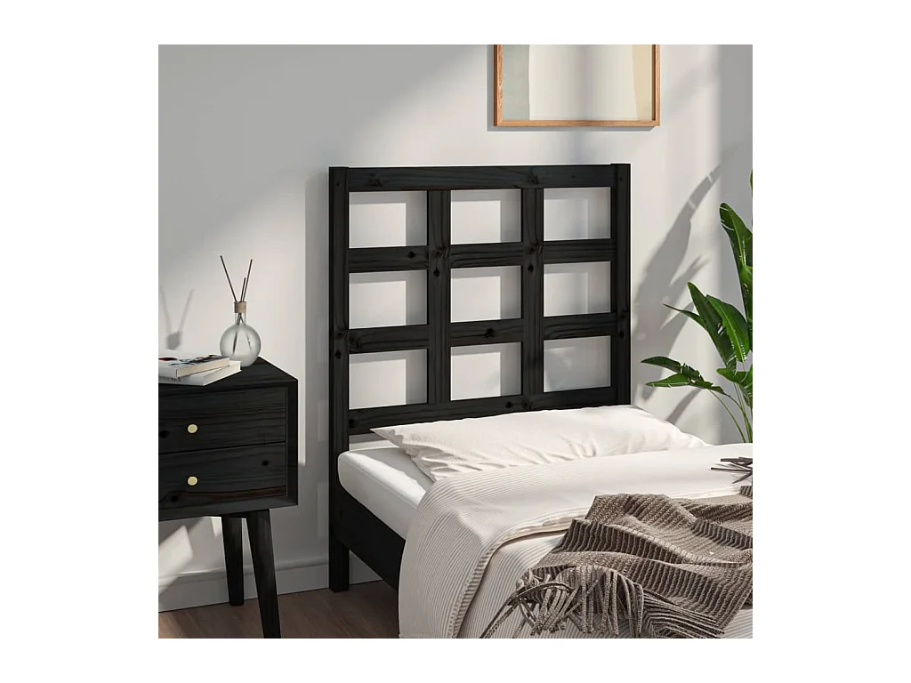 Tête de lit Noir 80,5x4x100 cm Bois massif de pin