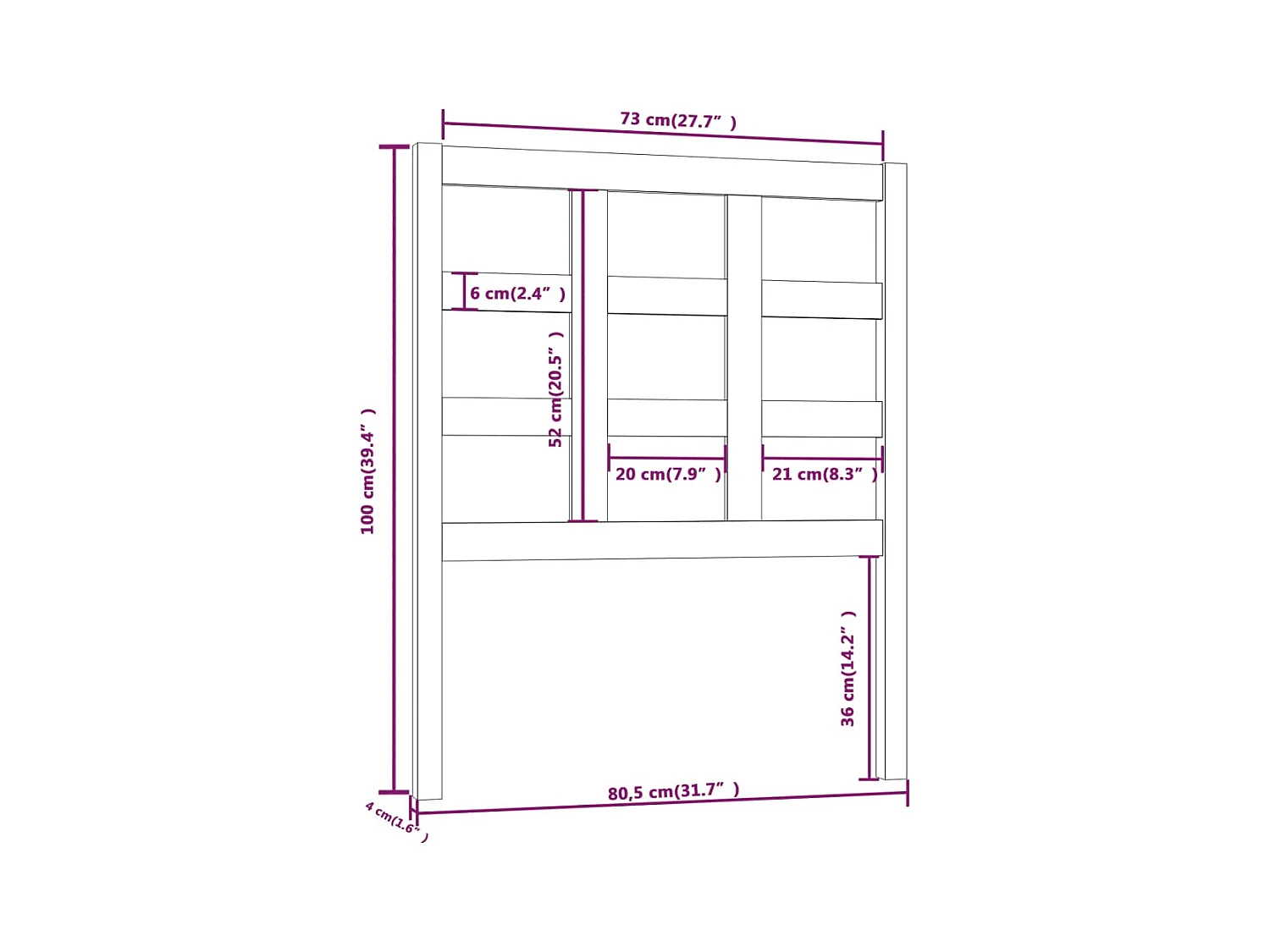 Tête de lit Noir 80,5x4x100 cm Bois massif de pin