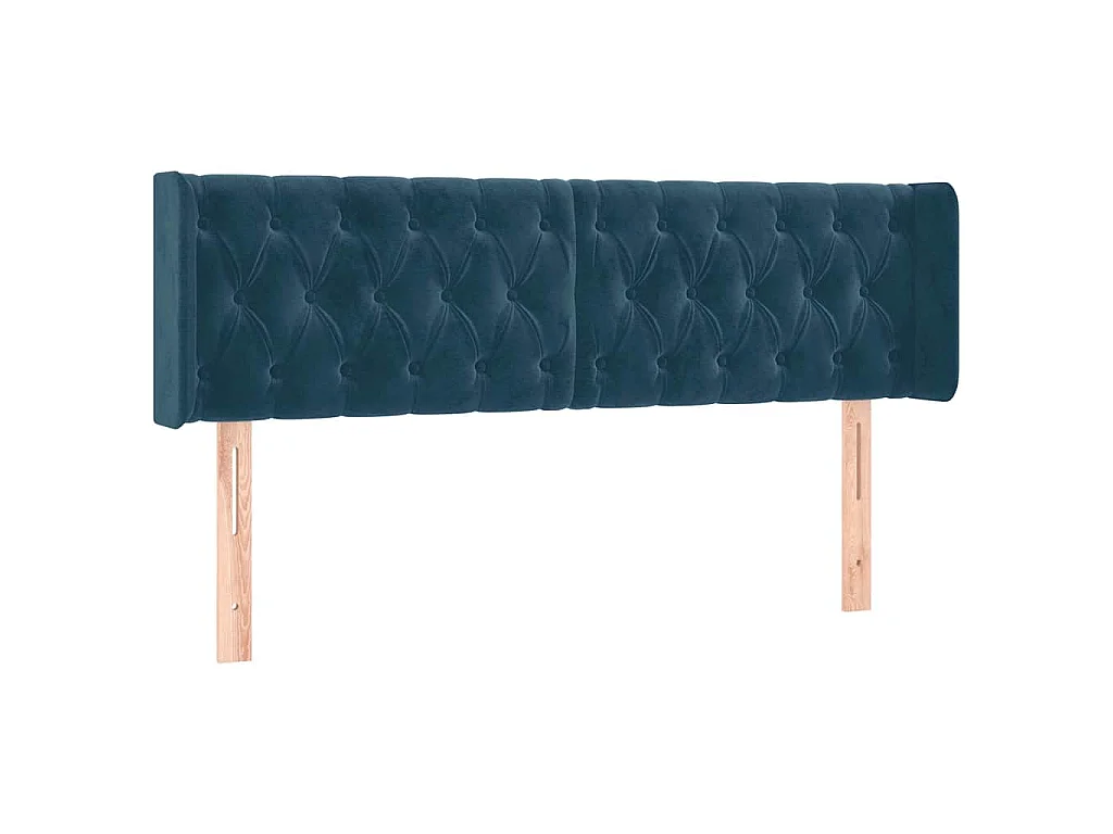 Hoofdbord met randen 163x16x78/88 cm fluweel donkerblauw