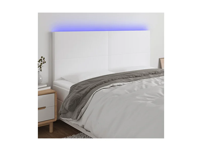 Hoofdbord LED 180x5x118/128 cm kunstleer wit