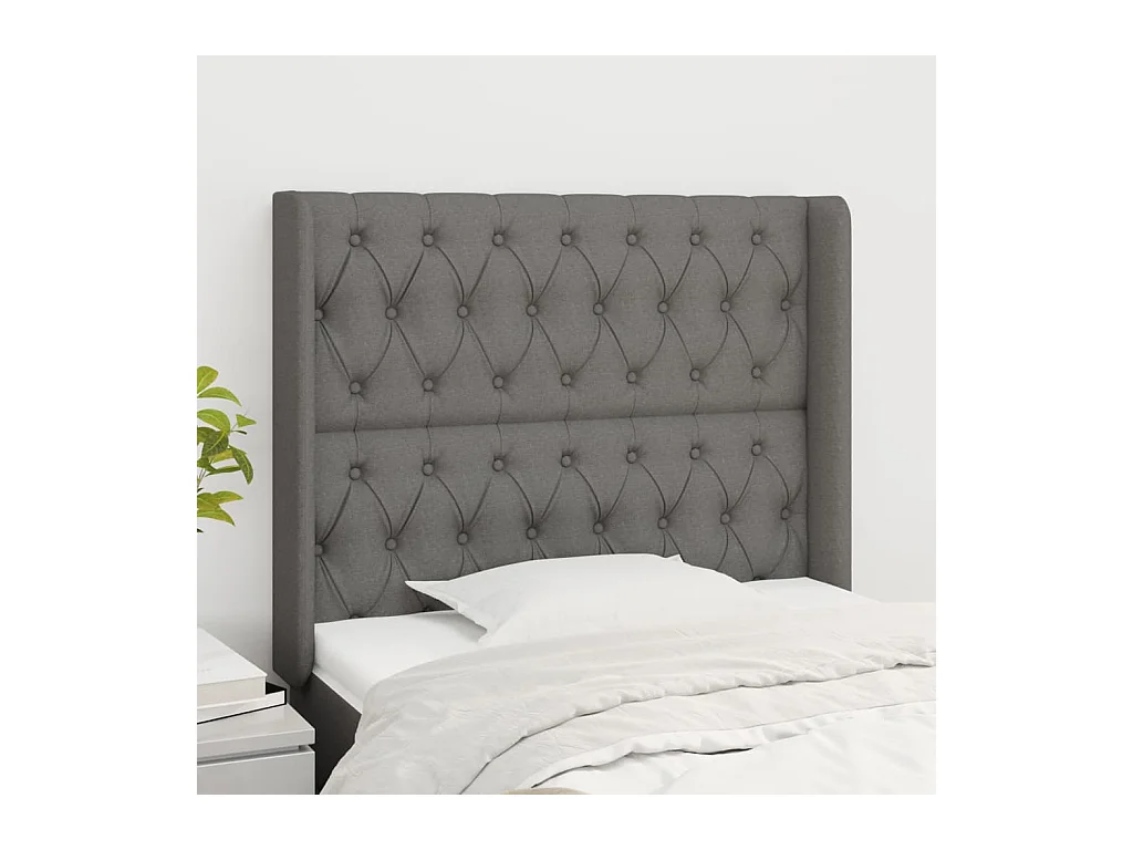 Testiera ad Orecchio Grigio Scuro 93x16x118/128 cm in Tessuto