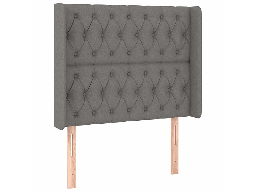 Tête de lit avec oreilles Gris foncé 93x16x118/128 cm Tissu