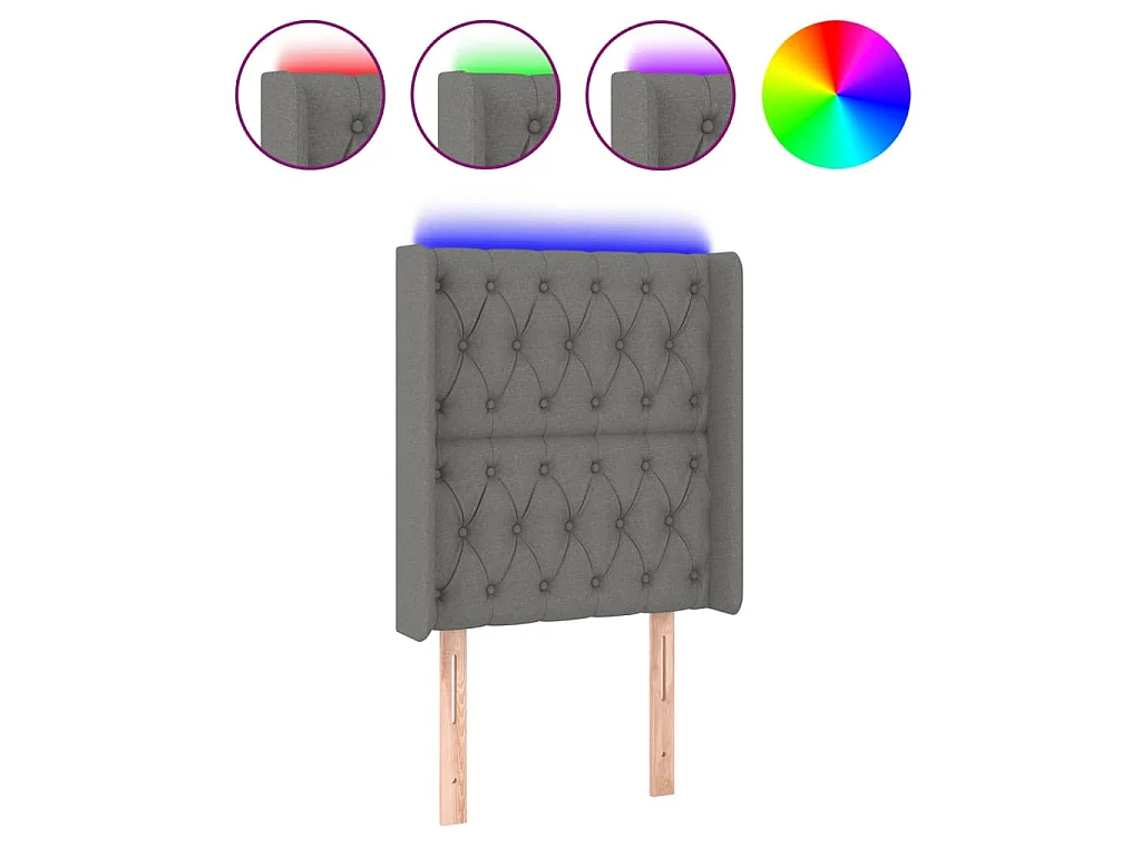 Hoofdbord LED 83x16x118/128 cm stof donkergrijs