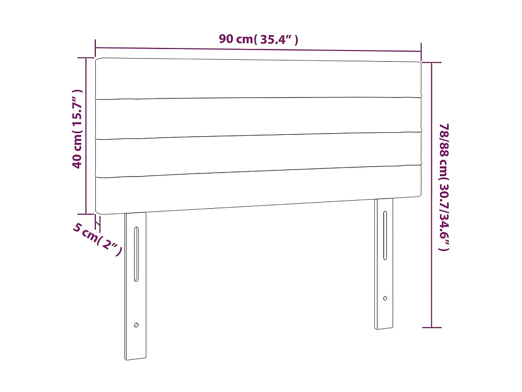 Hoofdbord LED 90x5x78/88 cm stof zwart